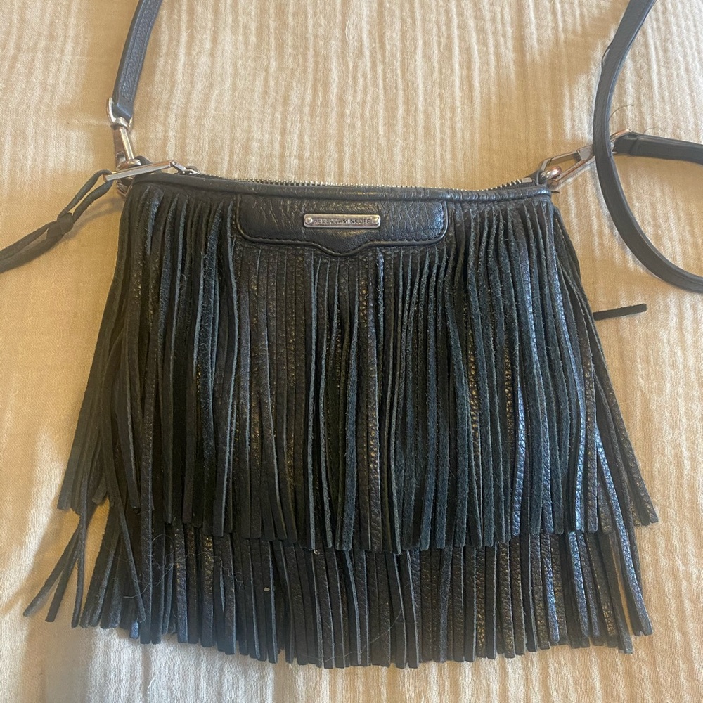 Rebecca Minkoff black fringe purse